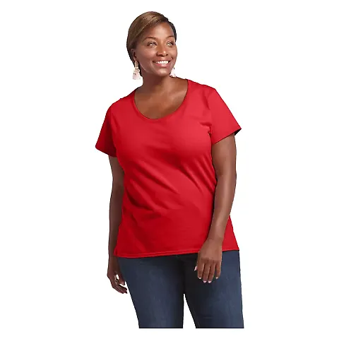 Delta Apparel 19400C   Ladies' Curvy Tee in New red front view