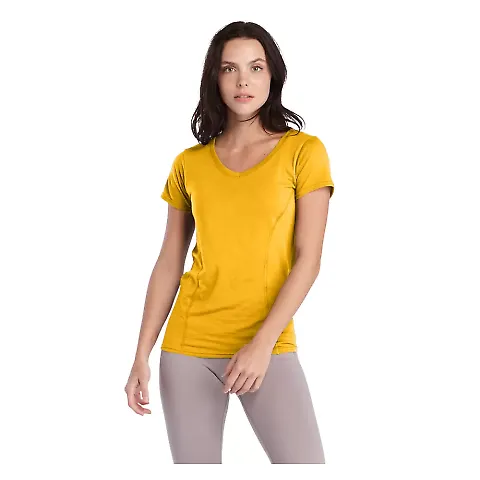 Delta Apparel 56535S Princess V-Neck Tee in Gold front view