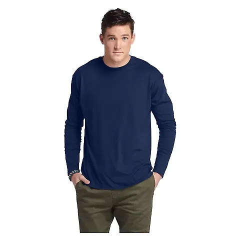 Delta Apparel 616535   Adult L/S Tee in Deep navy front view