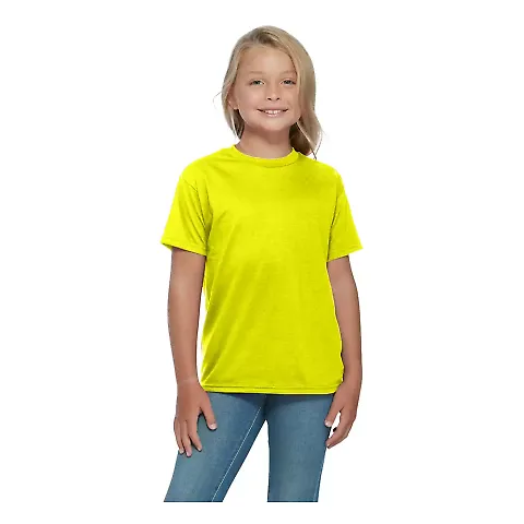 Delta Apparel 65359   Youth Retail Tee in Safety green front view