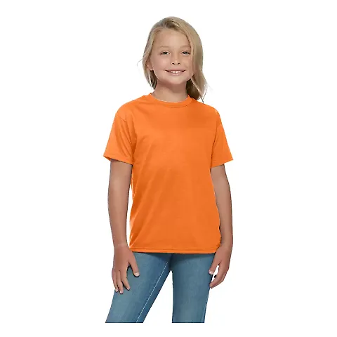 Delta Apparel 65359   Youth Retail Tee in Safety orange front view