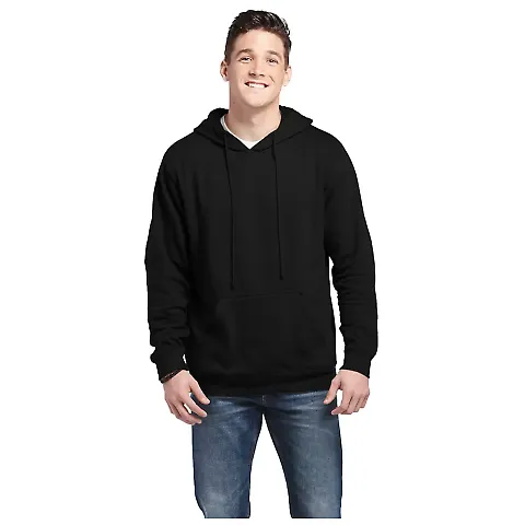 Delta Apparel 90200   7 Ounce 75/25 Hoodie in Black front view