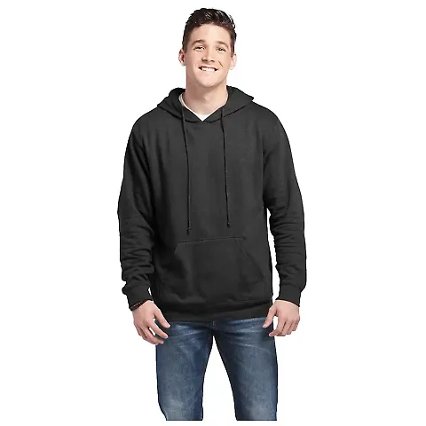 Delta Apparel 90200   7 Ounce 75/25 Hoodie in Charcoal heather front view