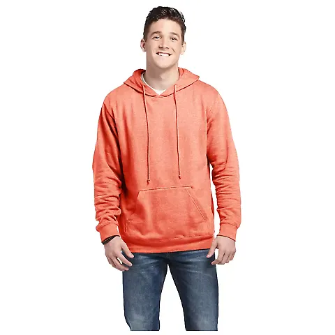 Delta Apparel 90200   7 Ounce 75/25 Hoodie in Coral heather front view