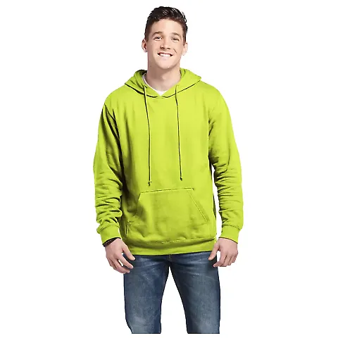 Delta Apparel 90200   7 Ounce 75/25 Hoodie in Safety green front view