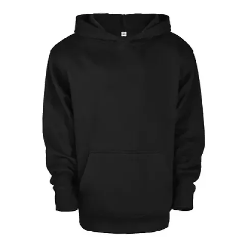 Delta Apparel 90200Y   7 Ounce Youth 75/25 Hoodie in Black egk front view