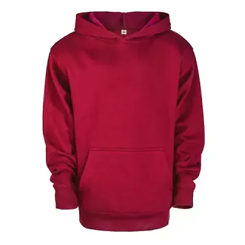 Delta Apparel 90200Y   7 Ounce Youth 75/25 Hoodie in Red f3z front view
