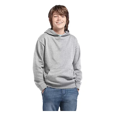 Delta Apparel 90200Y   7 Ounce Youth 75/25 Hoodie in Athletic heather front view