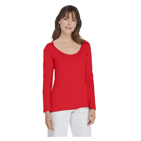 Delta Apparel P507C   Ladies CVC LS in Red fh9 front view