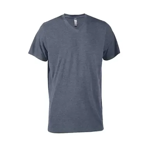 Delta Apparel P602T   Adlt V-Neck TRI in Navy heather k3a front view