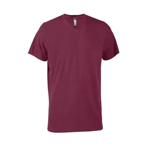 Delta Apparel P602T   Adlt V-Neck TRI in Maroon heather h62 front view