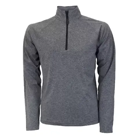 Delta Apparel S2995MP   Mens QTR Zip in Grey heather/black front view