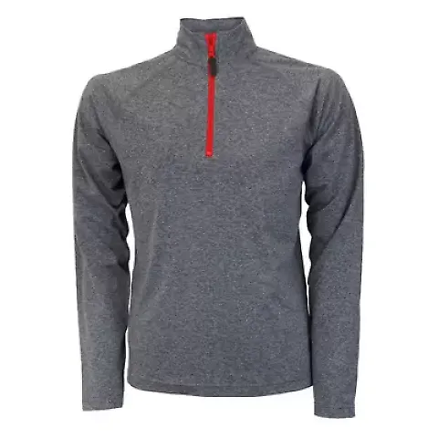 Delta Apparel S2995MP   Mens QTR Zip in Grey heather/red front view