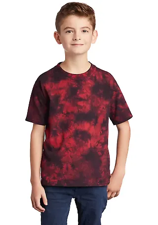 Port & Company PC145Y     Youth Crystal Tie-Dye Te Black/Red front view