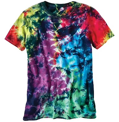 Dyenomite 640LM LaMer Over-Dyed Crinkle Tie Dye T- in Caspian front view