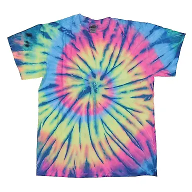 Dyenomite 200NR Neon Rush Tie-Dyed T-Shirt in Cobalt feather front view