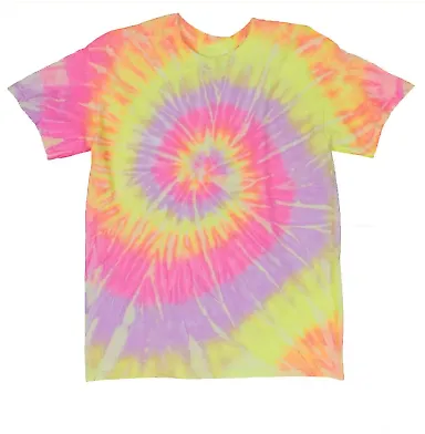Dyenomite 200NR Neon Rush Tie-Dyed T-Shirt in Glow in the dark grapefruit front view