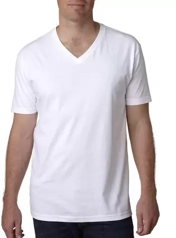 Next Level 3200 Fitted Short Sleeve V in White front view
