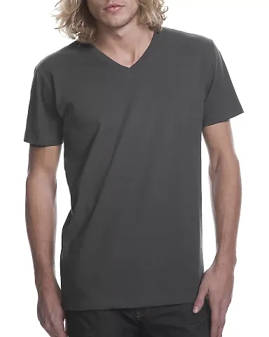 Next Level 3200 Fitted Short Sleeve V in Heavy metal front view