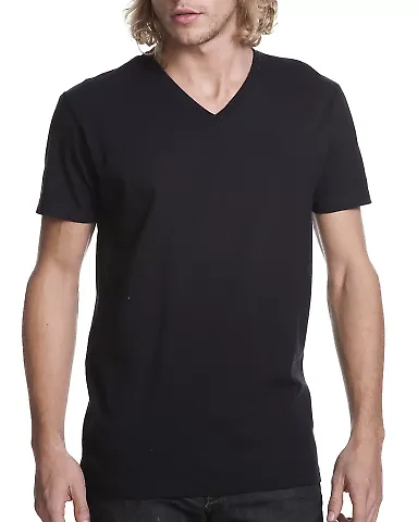 Next Level 3200 Fitted Short Sleeve V in Black front view