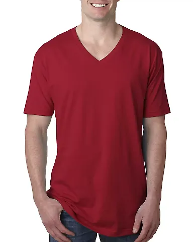 Next Level 3200 Fitted Short Sleeve V in Cardinal front view