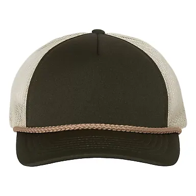 Richardson Hats 213 Low Pro Foamie Trucker Cap Dark Olive/ Tan/ Khaki front view