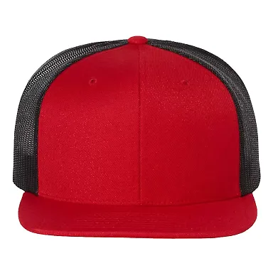 Richardson Hats 511 Wool Blend Flat Bill Trucker C Red/ Black front view