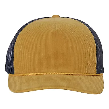 Richardson Hats 930 Troutdale Corduroy Trucker Cap Amber Gold/ Navy front view