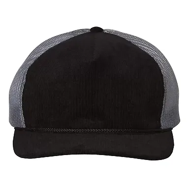 Richardson Hats 930 Troutdale Corduroy Trucker Cap Black/ Charcoal front view