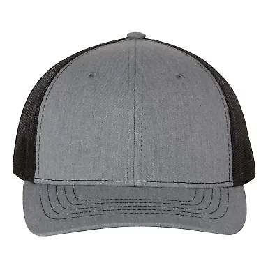 Richardson Hats 112Y Youth Trucker Snapback Cap Heather Grey/ Black front view