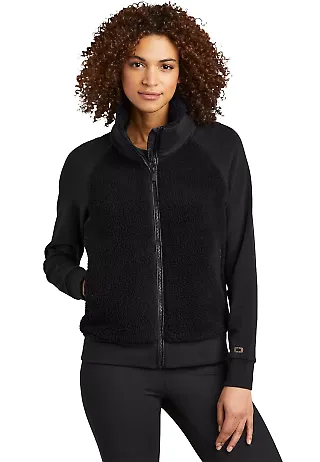 Ogio LOG815 OGIO Ladies Luuma Sherpa Full-Zip Blacktop front view