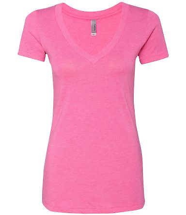 Next Level 6740 Tri-Blend V Neck T Shirts in Vintage pink front view