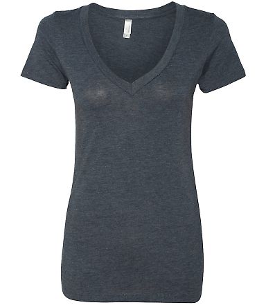 Next Level 6740 Tri-Blend V Neck T Shirts in Vintage navy front view