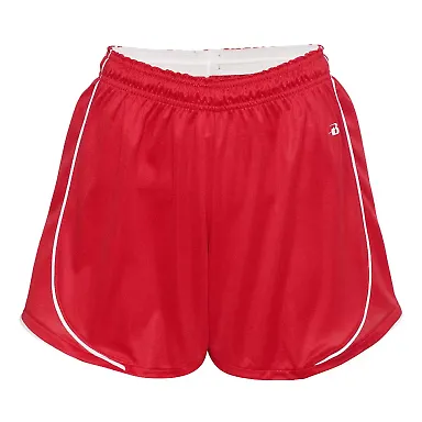Badger Sportswear 4118 Women's B-Core Pacer Shorts Red/ White front view