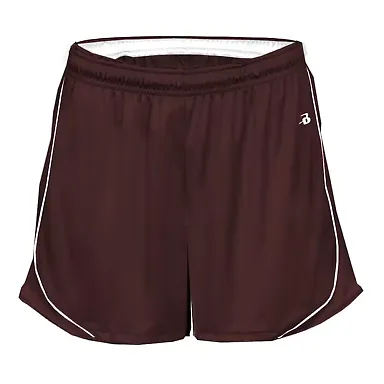 Badger Sportswear 4118 Women's B-Core Pacer Shorts Maroon/ White front view