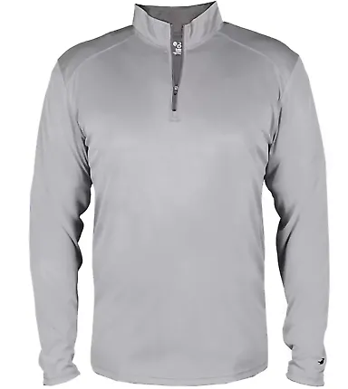 Badger Sportswear 4102 B-Core Quarter-Zip Pullover Silver/ Graphite front view
