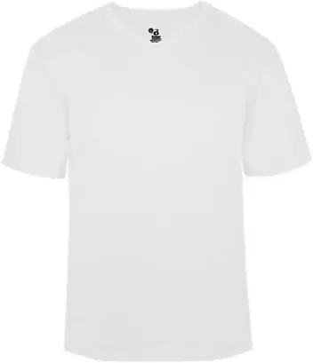 Badger Sportswear 4124 B-Core V-Neck T-Shirt White front view