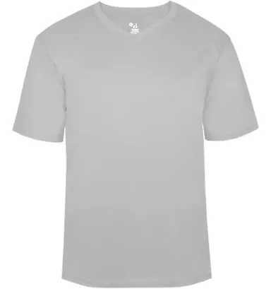 Badger Sportswear 4124 B-Core V-Neck T-Shirt Silver front view