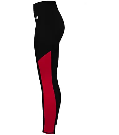 Badger Sportswear 4637 Women's Panel Tight Black/ Red front view