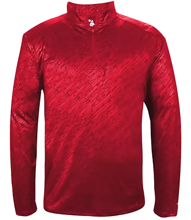 Badger Sportswear 4134 Line Embossed Quarter-Zip L Red Line Embossed front view