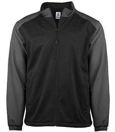 Badger Sportswear 7650 Soft Shell Sport Jacket Black/ Graphite front view