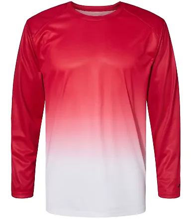 Badger Sportswear 4204 Ombre Long Sleeve T-Shirt Red front view