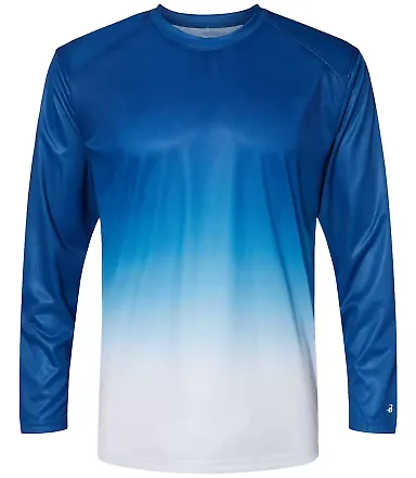Badger Sportswear 4204 Ombre Long Sleeve T-Shirt Royal front view