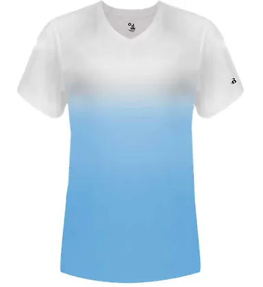 Badger Sportswear 4207 Women's V-Neck Ombre T-Shir Columbia Blue front view