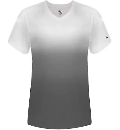 Badger Sportswear 4207 Women's V-Neck Ombre T-Shir Graphite front view