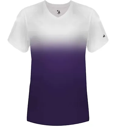 Badger Sportswear 4207 Women's V-Neck Ombre T-Shir Purple front view