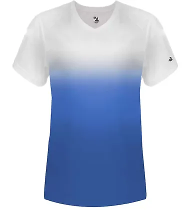 Badger Sportswear 4207 Women's V-Neck Ombre T-Shir Royal front view