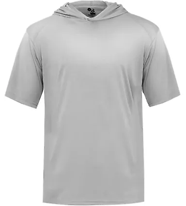 Badger Sportswear 2123 Youth B-Core Hooded T-Shirt Silver front view