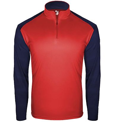 Badger Sportswear 2231 Youth Breakout Quarter-Zip  in Red/ navy front view