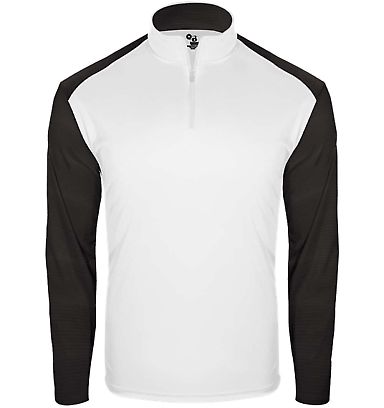 Badger Sportswear 2231 Youth Breakout Quarter-Zip  in White/ black front view